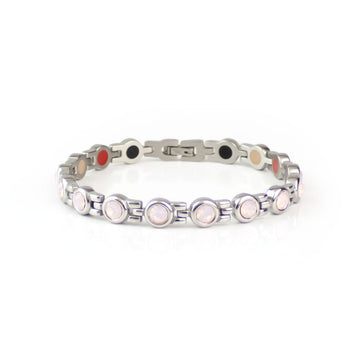 Rose - Negative Ion Bracelet, Stainless Steel with Pink Swarovski Crystals